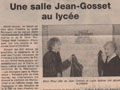 Inauguration de la salle Jean Gosset au lycée de Vendôme (Nouvelle République - 14 03 1998)