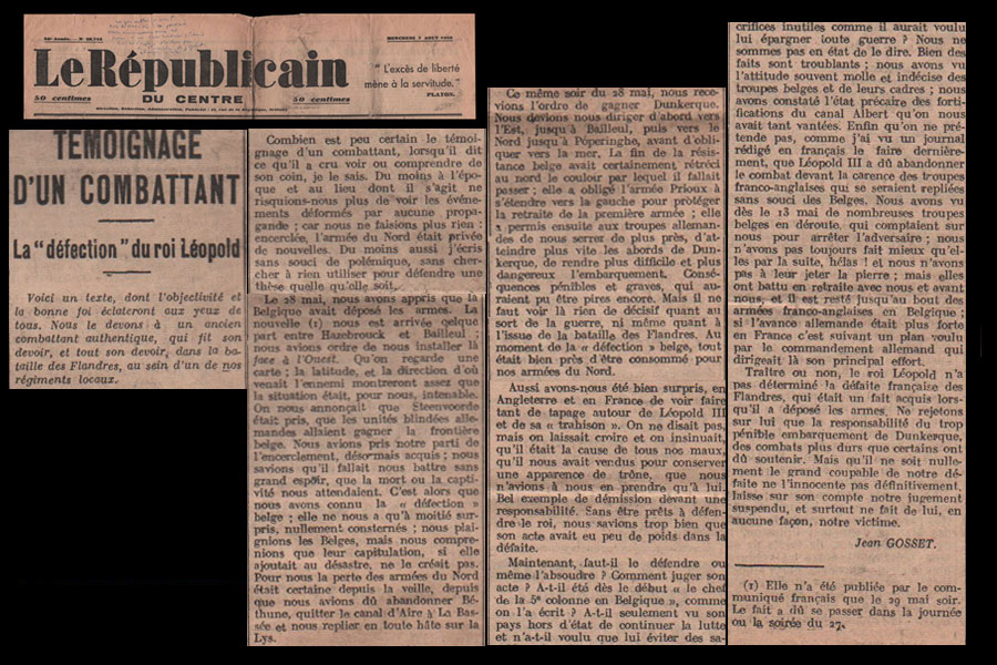 Article de Jean Gosset dans le Républicain du centre - 7 août 1940