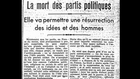 La mort des partis politiques - Septembre 1940